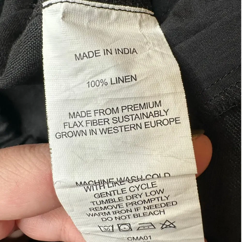Quince Black Linen Straight Leg Pants
